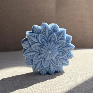 Vela Flor de Mandala Azul